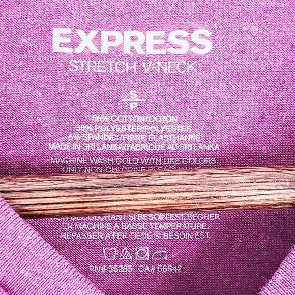 Express Stretch Purple V-Neck Short Sleeve Tee - Picture 7 of 7